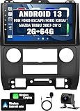 CAMECHO 2+64G Radio for Ford Escape/Ford Kuga/Mazda Tribute 2007-2012,Android 13 Car Stereo with Carplay Android Auto,9' Touch Screen Car Radio with Bluetooth FM/RDS HiFi GPS WiFi Backup Camera