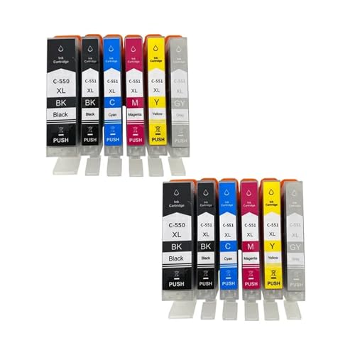 Cartouche CLI-551 PGI-550 compatible Canon Pixma, lot 12 pièces grande autonomie