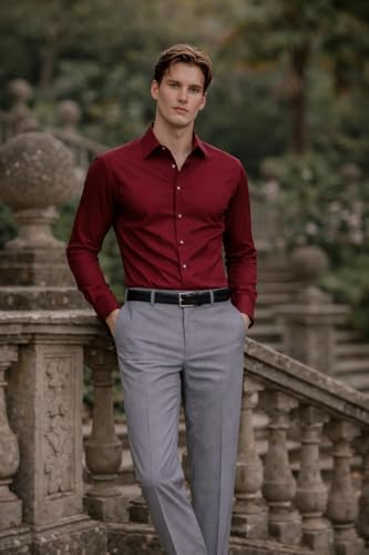 Image of Louis Philippe Men's Slim Fit Everyday Smart Wear Comfort Stretch Work Ready Solid Formal Trouser