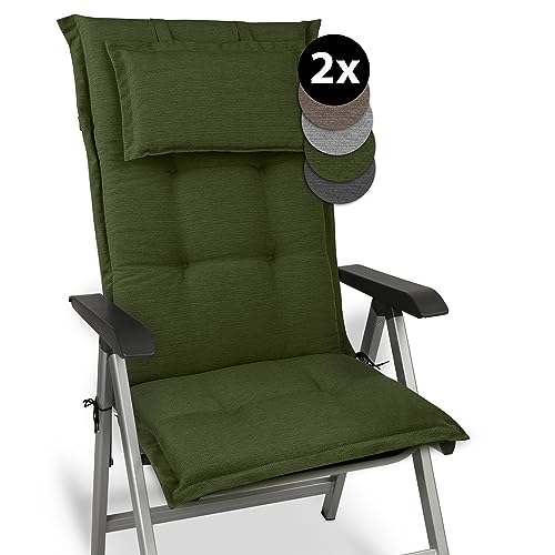 Beautissu 2er Set Premium Gartenstuhlauflage Hochlehner mit robustem Stoff