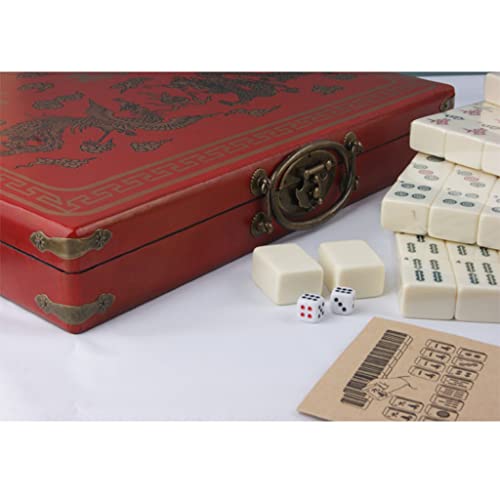 Set de Mahjong Chino,146 piezas con caja de cuero miniatura 6