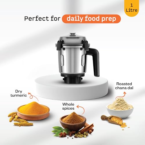Image of Atomberg 1 L Dry Grinding Jar | Compatible with all Atomberg Mixer Grinders | Anti-Gravity Lid Locks for Hands-Free Operation | Ideal for Batter, Dry Spices, Purees