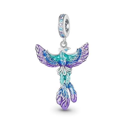 GNOCE Phoenix - Colgante para pulsera y collar de plata de ley 925 colgantes colgantes para mujer, niña, esposa, hija, joyas de regalo, Diametro Interno4.5 mm, Plata esterlina, No es una piedra