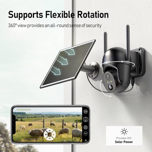 Image of SEHMUA 4G LTE Cellular Solar Security Camera Wireless Outdoor, No Wi-Fi Solar Powered Camera, 360 Live View, 2K Color Night Vision, PIR Motion Sensor, Two-Way Talk, Built-in SIM Card