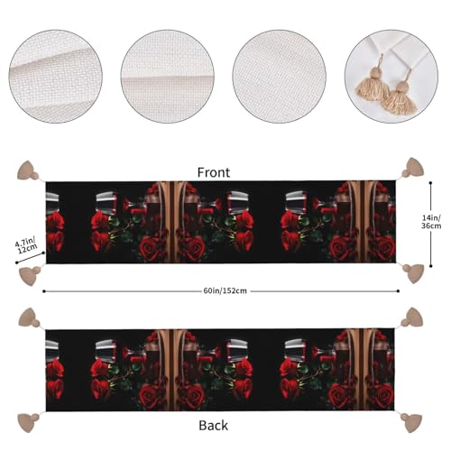 Chemin de table rose rouge style nappe haut de gamme pour décoration de table à manger soignée