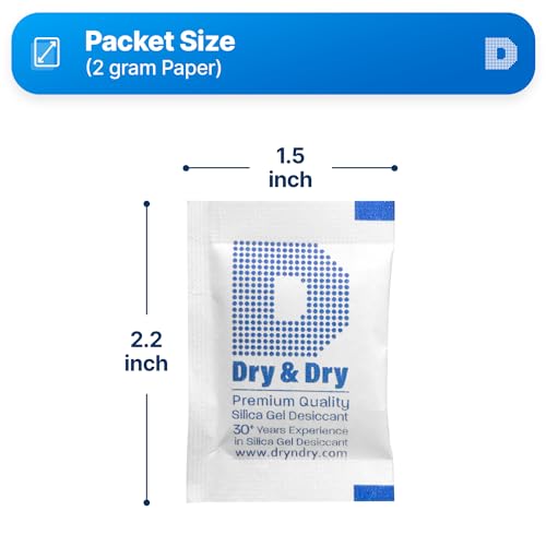 Image of Dry & Dry 2 Gram [7000 Packets] Silica Gel Packets Desiccants, Silica Packets - Rechargeable Moisture Absorbers for Food Storage, Electronics, 3D Filament & Safes