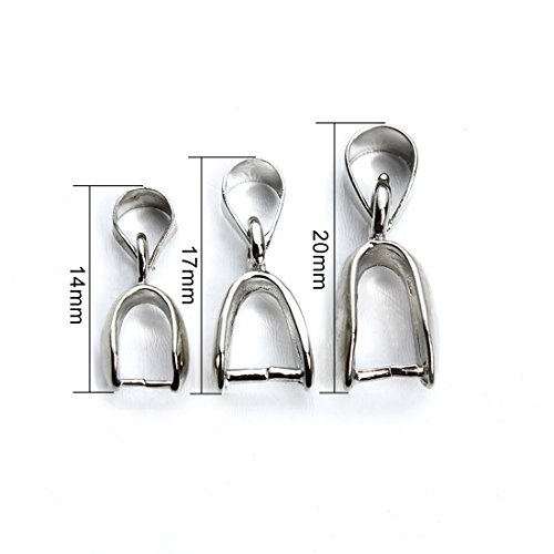 Linsoir Beads Metal Pinch Clip Bail Bead Pendant Connector Jewelry Findings Rhodium Plated 7X20mm Pack of 50 - Thumbnail 4