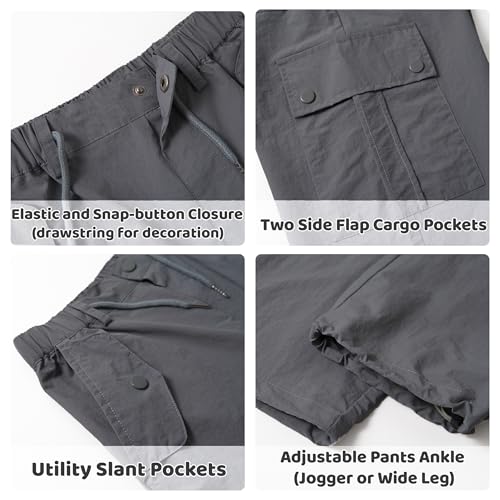 Image of Rolanko Parachute Pants for Girls Y2K Cargo Trousers with Pockets Harajuku Jogger Pants Kids 4-14 Years