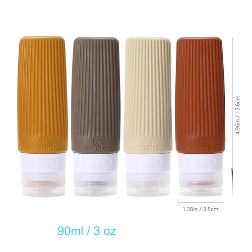 salezon||™ Travel Bottles Kit for Toiletries Organizer BPA Free 90ml Silicone Size Containers Portable Split Bottle Accessories for Conditioner Shampoo Lotion - 4 Pack(Multi Colour) 5 41ryqQiZslL