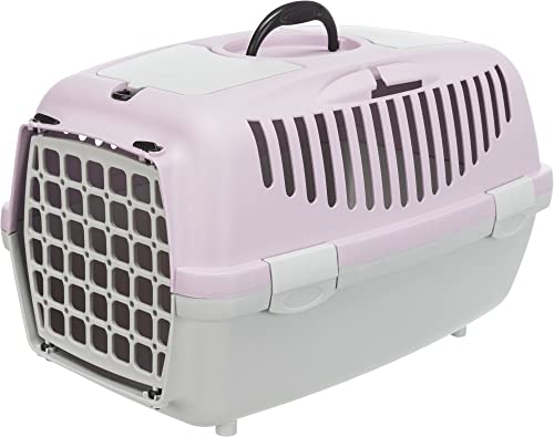 Image of Trixie: - Capri 2 Pet Carrier | Made with Biodegradable Plastic, Perfect for Cats, Dogs, Rabbits and Other Small Animals | Can Hold Upto 8 Kg - 22 x 15 x 13 inch, Light Grey /Light Lilac
