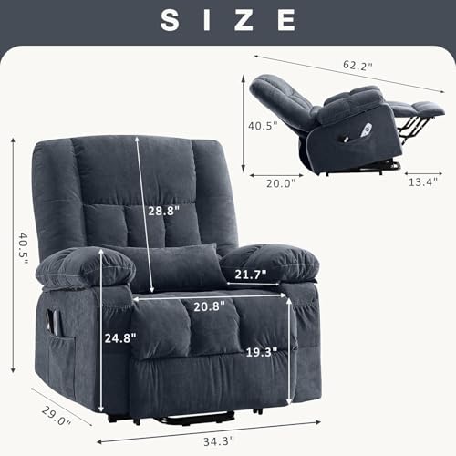 Sillón clásico ergonómico eléctrico color único miniatura 2