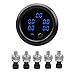 ZHSYMX Car Five Blue Display Air Suspension Pressur Gauge 2inch 52mm Air Ride Air Pressure Gauge 220PSI with with 5PCS 1/8NPT Sensors