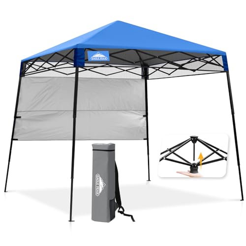 EAGLE PEAK Schräge Beine Faltbar Pavillon 2.4x2.4m Wasserdicht Camping Pop-up Faltpavillon mit Seitenteil, inkl. Rucksack, Blau EAGLE PEAK Schräge Beine Faltbar Pavillon 2.4x2.4m Wasserdicht Camping Pop-up Faltpavillon mit Seitenteil, inkl. Rucksack, Blau