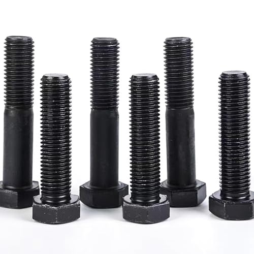 Image of M6-1.0 x 12mm Hex Head Screw Bolt, Carbon Steel Grade 8.8, Black Oxide Finish,Metric Thread, Hexagon Head Bolts for Hardware Furniture Machinery,30 PCS