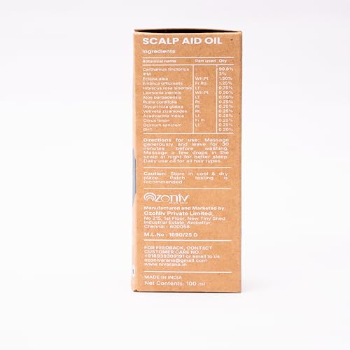 Image of Nivarana Scalp Aid Oil | An Ayurvedic Solution for Healthy Scalp | Helping to Control Dandruff | Minimize Hair Loss, and Promote Better Sleep | Ayurvedic Hair Care Scalp Oil | 100ml