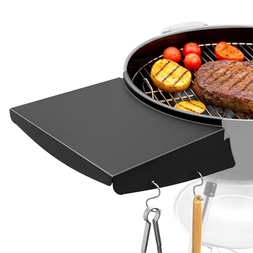 Upgraded Grill Table Shelf for Kettle Grills 22 Inch, Side Table Shelf Replaces Weber Master Touch & Original Charcoal Grill, Grill Accessories for Weber Kettle, Outdoor Steel BBQ Table Shelf