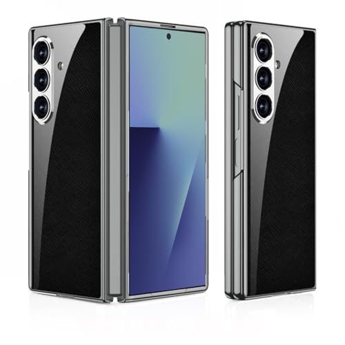 Coque Galaxy Fold7 en verre 9H et finition premium Noir Saffiano pour Samsung Z Fold 7