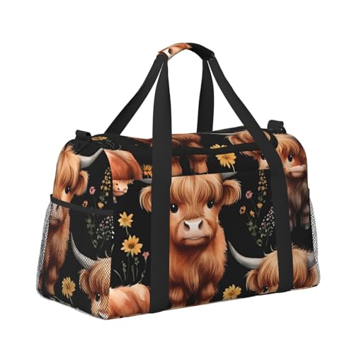 Highland Cow Print Daily essentials Large Capacity Hand Carry Bag for Weekend Getaways style Bags3