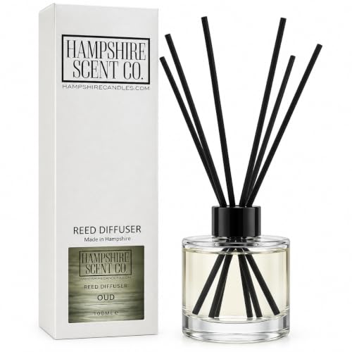 Image of Oud Reed Diffuser 100ml | Highly Scented Luxury Home Fragrance | Agarwood, Rose, Amber, Saffron & Musk | Alcohol Free | Handmade in Hampshire UK