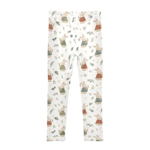 Girls' Athletic Leggings Ankle Length Yoga Dance Pants Kids Teen 4T Rabbit Wearing Long Sleeves2