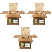 IDL Packaging 14" x 14" x 14" Insulated Shipping Box, 5.8-Gallon Capacity, Pack of 3 - Includes EcoMaxTM Thermal-Paper Liners, Absorb Condensation - For Frozen Food, Meat, or Fish