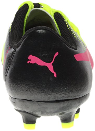 PUMA Unisex-Child Evopower 4.3 Firm Ground Soccer Shoe, Pink Glo/Safety Yellow, 1.5 B US Little Kid
