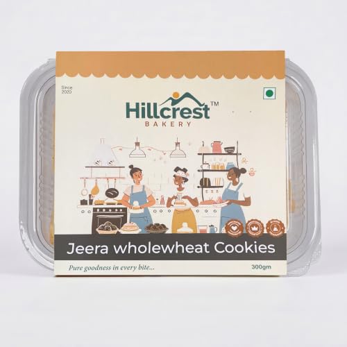 Image of Hillcrest Bakery Jeera Wholewheat Cookies, 300g, 18 Pieces | Premium Baked Snack | Crispy & Delicious | Tea Time Treat | Suitable for Everyday Snacking | Hygienically Packed