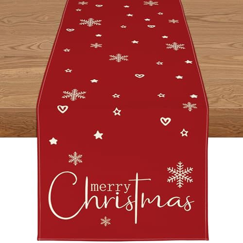 YCOLL Weihnachtsdeko Tisch Tischläufer Weihnachten Tischläufer Rot...