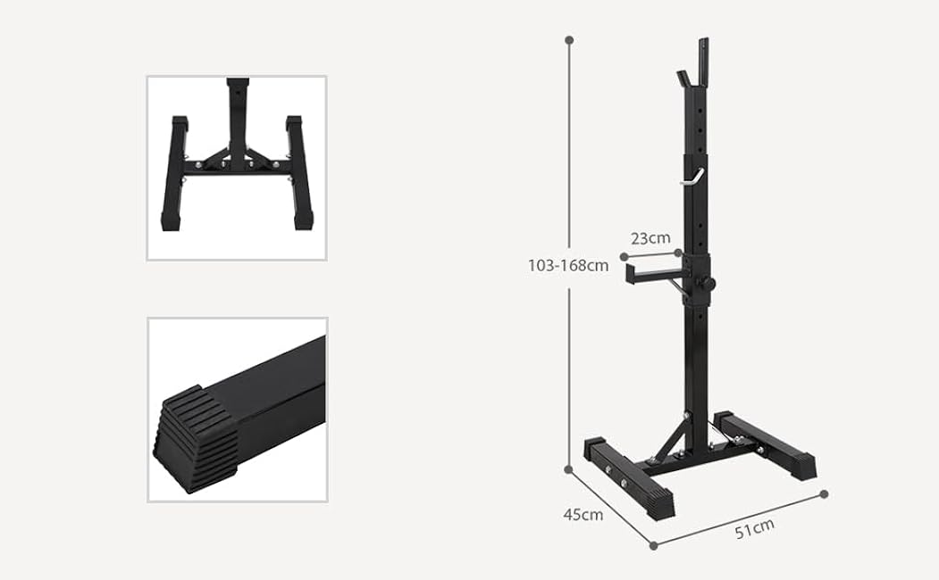 Adjustable Squat Rack Stand Barbell Bench Press Stands Rack Push Up 40-66 Multi-Functional Sturdy Steel for Home Gym Max Load 550 lbs Portable Dumbbell Racks Stands, Black
