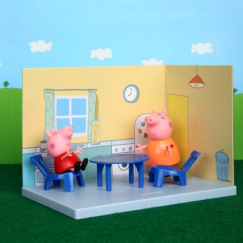 Image of Peppa Pig Kitchen Themed Preschool Toy with Mummy Pig, Includes 2 Poseable Figures, Accessories and Scene Cards Playset, Ages 3 Birthday Gift Toys for Kids,Playsets
