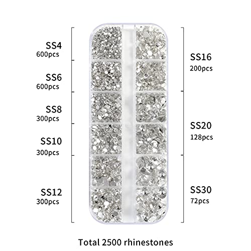 Beadsland 2500 stuks glas nailart strasssteentjes kristal flatback edelstenen rond kristal strasssteentjes… - Afbeelding 3