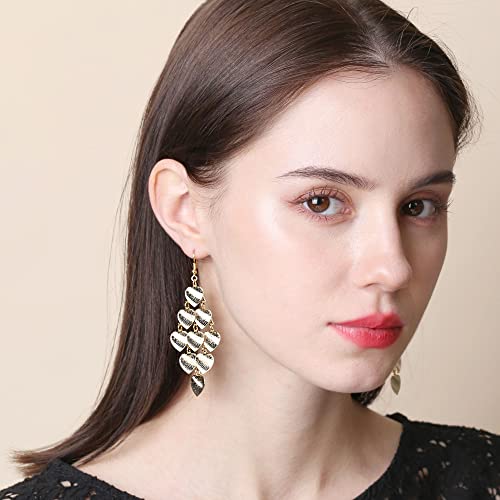 Boho Geometric Filigree Rhombus Shape Tiered Dangle Drop Statement Earrings2