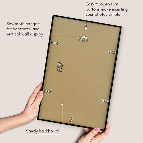Americanflat 11x17 Picture Frame with Polished Plexiglass - Streamline Collection - Thin Border Picture Frame for Wall Display - Hanging Hardware Included - Black