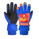TONIFAY Handschuhe Kinder Fahrradhandschuhe Winter Skihandschuhe für 2-13 Jahre Mädchen Jungen Fäustlinge Wasserdicht Winddichte Winterhandschuhe Skifahren Snowboard (M(7-9 Jahre), Blau)
