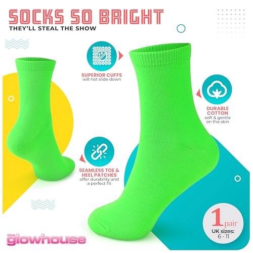 Casual Dress Socks for Men, Bright Neon Solid Color, Comfortable Crew Socks4