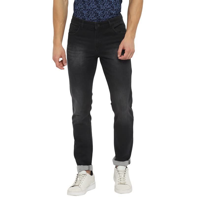 Jean pour homme stretch gris foncé avec denim anti-décoloration