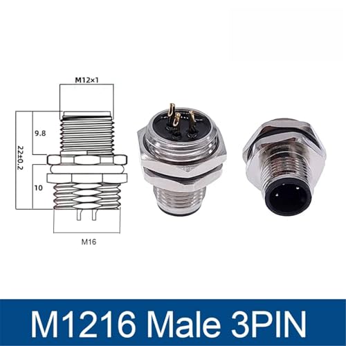 Conector de sensor M12 de tres pines con rosca macho M1216 2