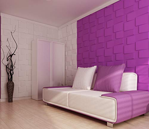 Art3D Plant Fiber Wainscot 3D Wall Panels Matt-White (Set 0F 12) 32 Sq.ft #TOP1