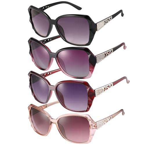 Image of Women Oversized Sunglasses UV400 Protection Lens Sun Glasses | Lightweight Shiny Frame, Classic Trendy Design, Multiple Color Options for Walking, Driving, Shopping, Taking Photos