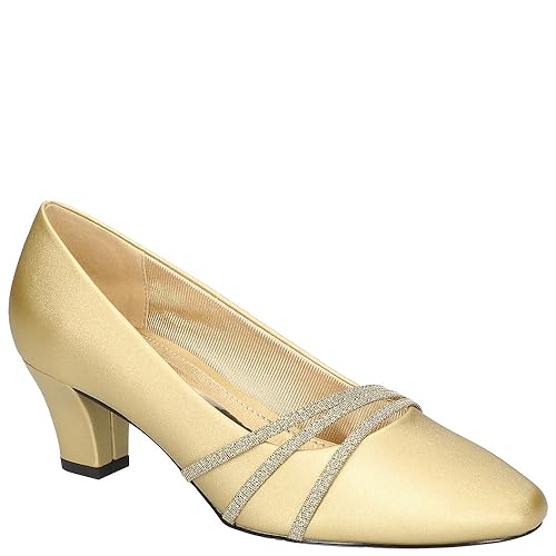 Easy Street Women's Cristiny Pump, Gold Satin, 7 X-Wide