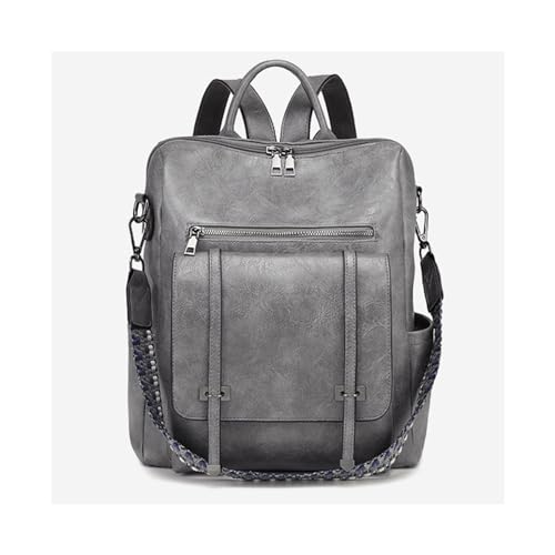 Sac en cuir synthétique gris au style vintage et finitions soignées