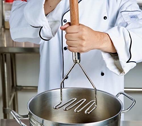 Tezzorio 24 Inch Chrome Plated Square-Faced Potato Masher With Wooden Handle thumb #3