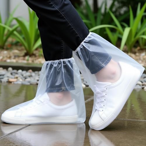 24 pairs of rainproof shoe covers - disposable plastic rain shoe covers - men's and women's plastic shoe covers, waterproof and non slip shoe covers, transparent and individually packaged (10)