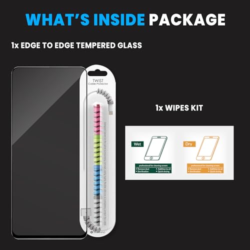 Image of FIRST MART Military-Grade Gorilla Tempered Glass for Lava O2 with Edge to Edge Full Screen Coverage, Cable Protector and Easy Installation kit
