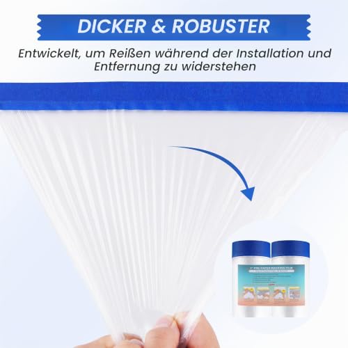 LLPT Abdeckfolie Klebeband mit Folie 2 Rollen 400cm(ungefaltet) x 20m Blau – Ansicht 4