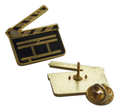 Image of Novel Merk Clapboard & Movie - Show Business Lapel Pin, Hat Pin & Tie Tack Set - with Clutch Back