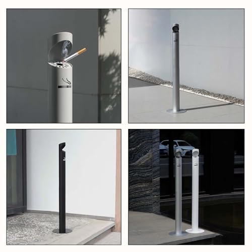 Cendrier vertical en acier inoxydable noir mat haute résistance pour terrasse