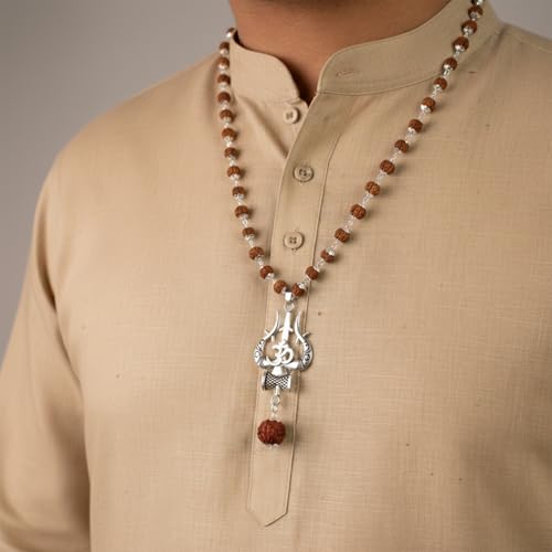Image of Astrotalk Divya Shankh Rudraksha Mala | Nepal Origin 5 Mukhi Rudraksha Mala with Shankh Pendant for Protection, Peace & Spiritual Growth | Mala Gift for Man & Woman