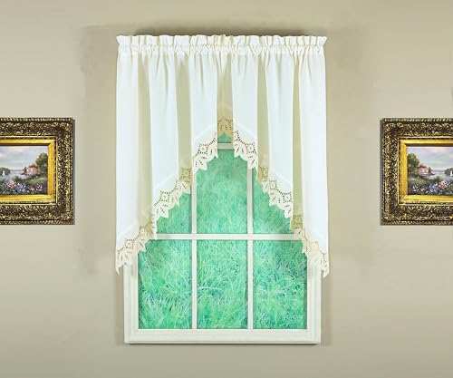 Today's Curtain, Heirloom Battenberg Eyelet Swag 38", Ecru, 58" W x 38" L