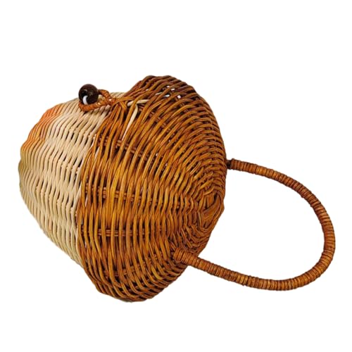 Panier en rotin tressé léger avec anse et couvercle gland pour accessoires